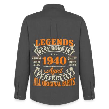 Legends 1940 Aged Perfect - Men's Oxford Shirt by Stanley/Stella - anthracite - Back - AI Model Male 185 dark (185cm)