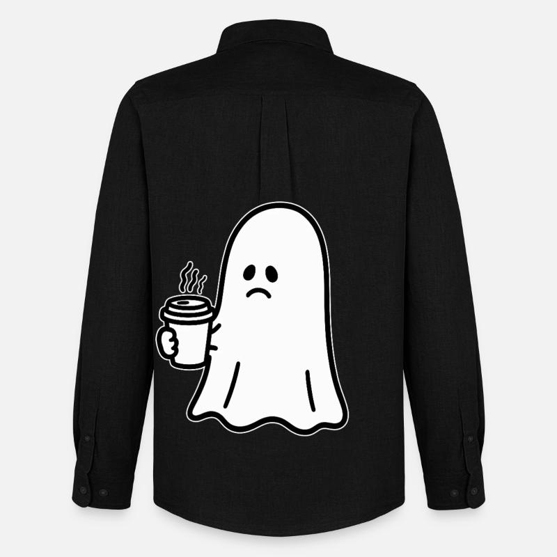 Geist Kaffee Halloween Süßes oder Saures - Männer Oxford Hemd von Stanley/Stella - Schwarz