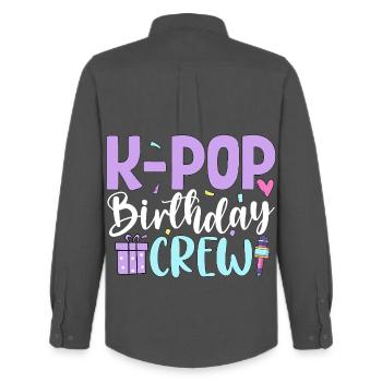 K Pop Birthday Crew - Männer Oxford Hemd von Stanley/Stella - Anthrazit - Hinten - AI Model Male 185 dark (185cm)