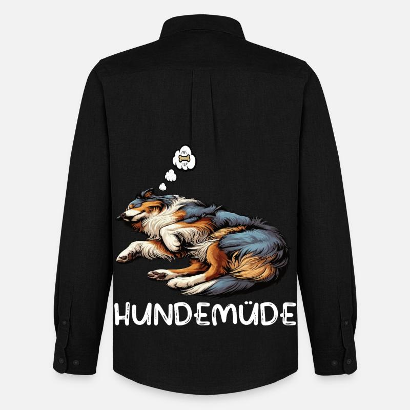 Hundemüde Australian Shepherd Aussie Aussiehalter - Männer Oxford Hemd von Stanley/Stella - Schwarz