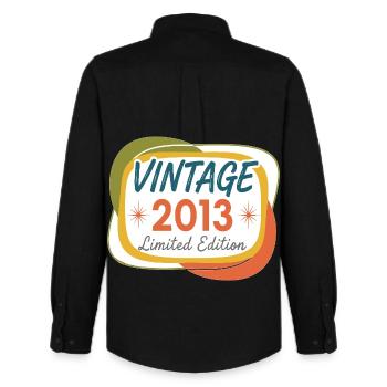 Vintage 2013 Anniversaire Rétro Limité - Chemise Oxford homme Stanley/Stella - noir - Dos - AI Model Male 185 dark (185cm)