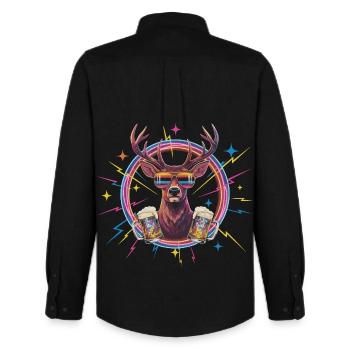 Bière disco Retro Deer - Chemise Oxford homme Stanley/Stella - noir - Dos - AI Model Male 185 dark (185cm)
