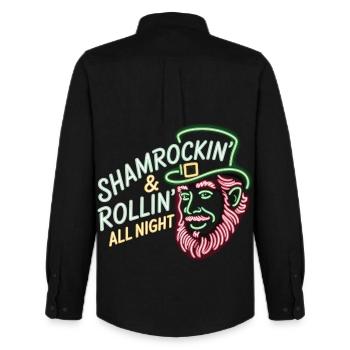 T-shirt du parti d’Irlande La Saint-Patrick - Chemise Oxford homme Stanley/Stella - noir - Dos - AI Model Male 185 dark (185cm)