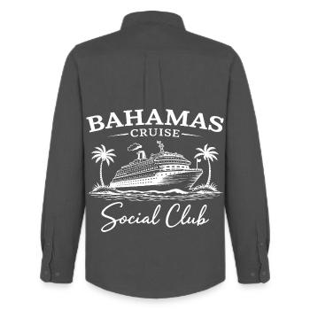 Bahamas Cruise Social Club - Men's Oxford Shirt by Stanley/Stella - anthracite - Back - AI Model Male 185 dark (185cm)