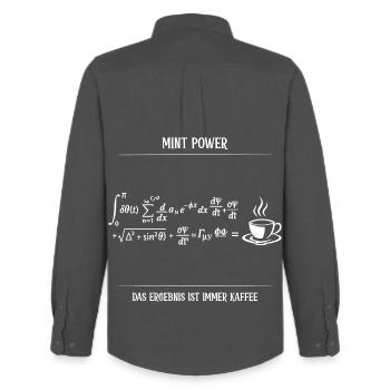 MINT Power Das Ergebnis ist immer Kaffee - Männer Oxford Hemd von Stanley/Stella - Anthrazit - Hinten - AI Model Male 185 dark (185cm)