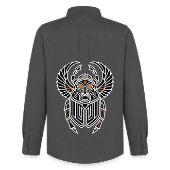 Egyptian Scarab Wing Divine Totem - Men's Oxford Shirt by Stanley/Stella - anthracite - Back - AI Model Male 185 dark (185cm)