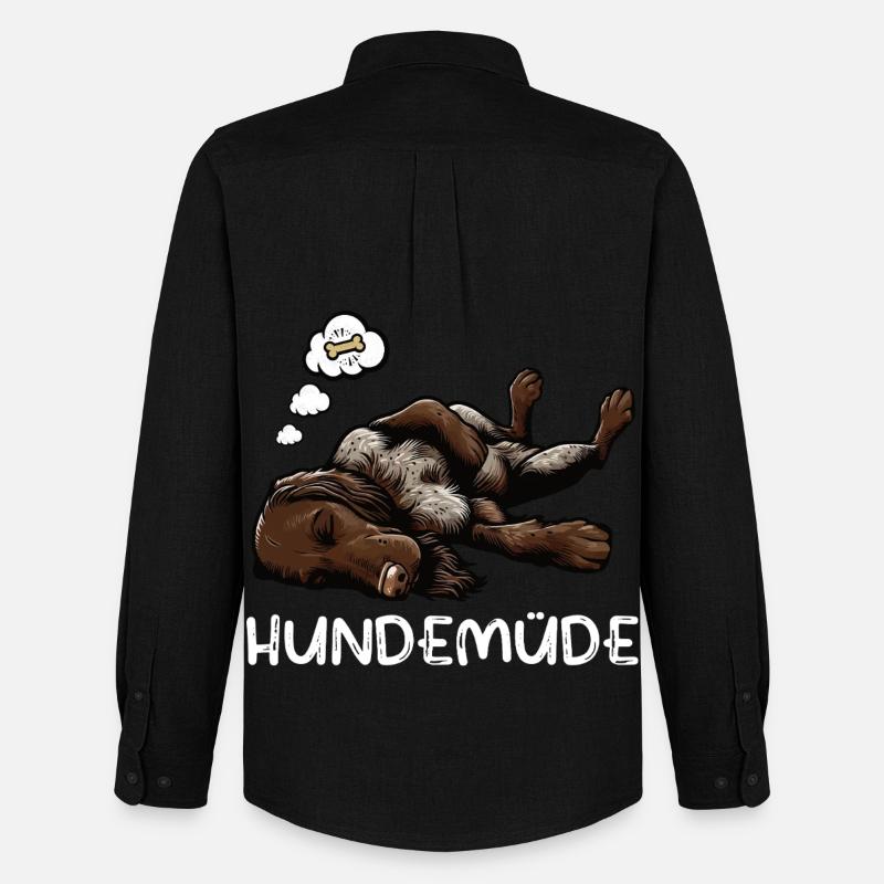 Hundemüde Deutsch Drahthaar drahthaar hunde - Männer Oxford Hemd von Stanley/Stella - Schwarz