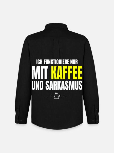 Nur mit Kaffee und Sarkasmus - Männer Oxford Hemd von Stanley/Stella - Schwarz