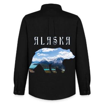 Alaskan Bear With Lake and Mountain Alaska - Men's Oxford Shirt by Stanley/Stella - black - Back - AI Model Male 185 dark (185cm)
