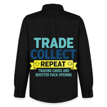 Trade Collect Repeat Trading Cards And Booster - Men's Oxford Shirt by Stanley/Stella - black - Back - AI Model Male 185 dark (185cm)