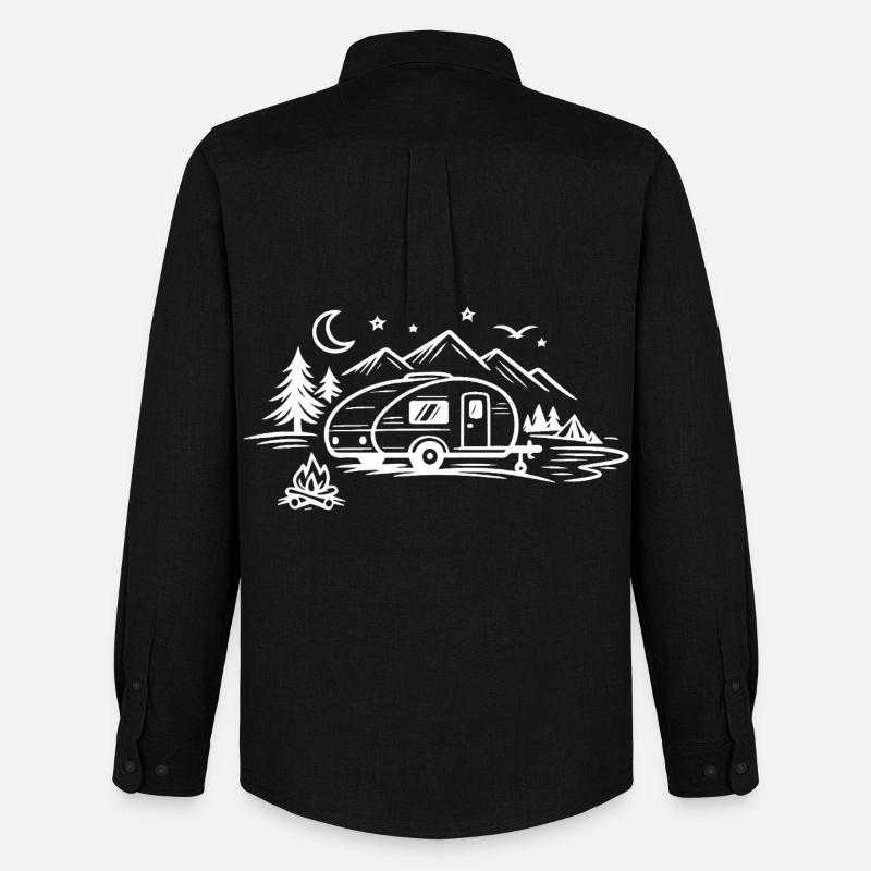 Camping Anhänger Landschaft  - Männer Oxford Hemd von Stanley/Stella - Schwarz