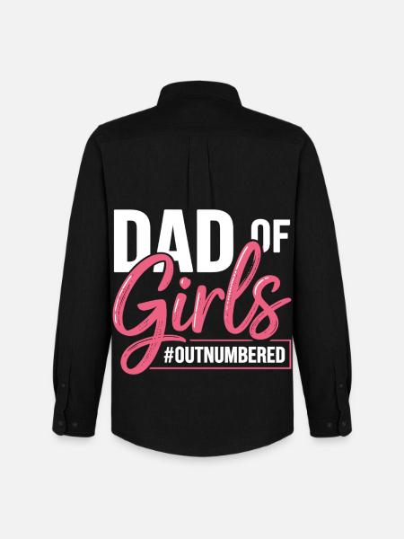 Dad Of Girls Outnumbered Dad Saying - Men's Oxford Shirt by Stanley/Stella - black