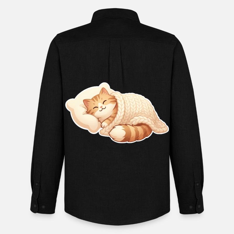 Cat sleeping - Men's Oxford Shirt by Stanley/Stella - black
