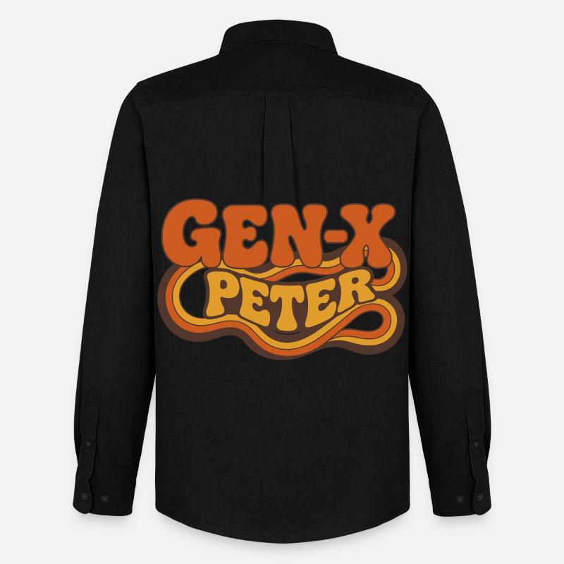 GenX Peter Retro Typography - Männer Oxford Hemd von Stanley/Stella - Schwarz