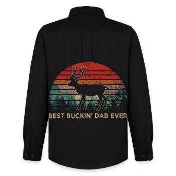 Best Buckin Dad Ever Funny Father Gift - Men's Oxford Shirt by Stanley/Stella - black - Back - AI Model Male 185 dark (185cm)