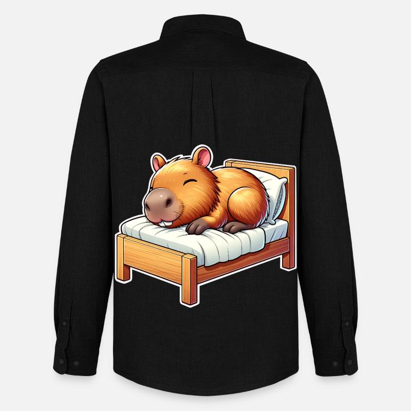 Capybara Schlafen - Männer Oxford Hemd von Stanley/Stella - Schwarz