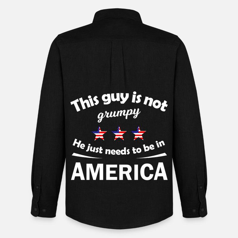 Not Grumpy Guy in America - Männer Oxford Hemd von Stanley/Stella - Schwarz