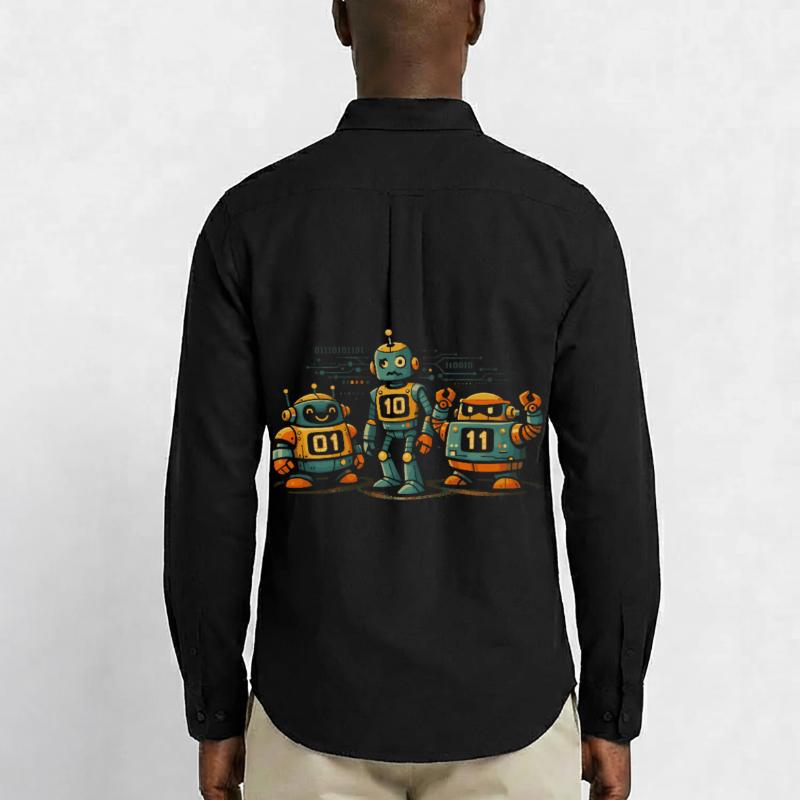 Geek Robots Binary Code Computer Science IT Men's Oxford Shirt by Stanley/Stella