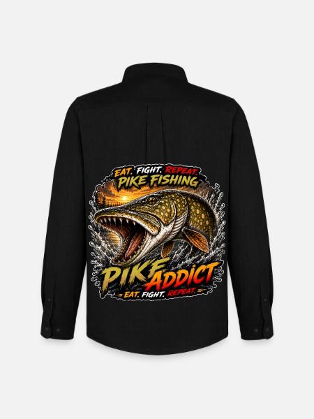 Pike Fishing Addict T-Shirt - Men's Oxford Shirt by Stanley/Stella - black