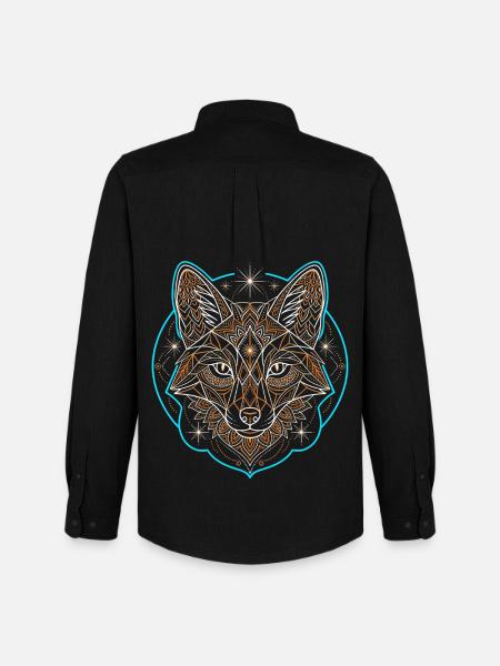 Geometric Fox Mandala Tattoo - Men's Oxford Shirt by Stanley/Stella - black