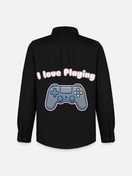I Love Playing - Gaming Controller Design - Men's Oxford Shirt by Stanley/Stella - black