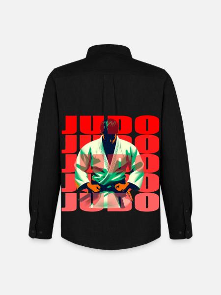 Judo - Männer Oxford Hemd von Stanley/Stella - Schwarz