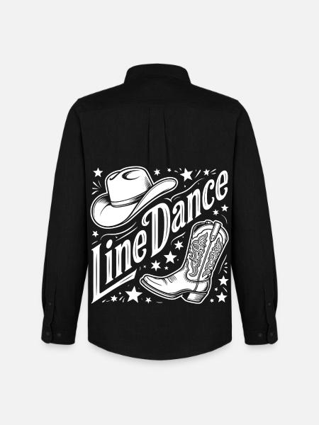 Line Dance Western Logo - Men's Oxford Shirt by Stanley/Stella - black