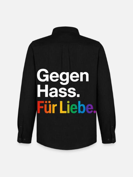 Regenbogen Liebe Statement Spruch Shirt CSD - Männer Oxford Hemd von Stanley/Stella - Schwarz