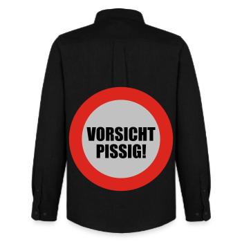 Vorsicht pissig | bösartig | übel | schelcht - Men's Oxford Shirt by Stanley/Stella - black - Back - AI Model Male 185 dark (185cm)