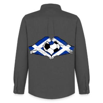Schottland Flagge Hände Herzform used - Männer Oxford Hemd von Stanley/Stella - Anthrazit - Hinten - AI Model Male 185 dark (185cm)