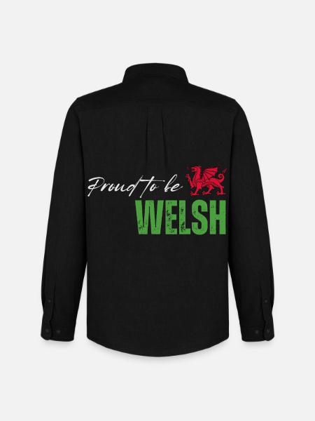 Proud Welsh, I love Wales - Men's Oxford Shirt by Stanley/Stella - black