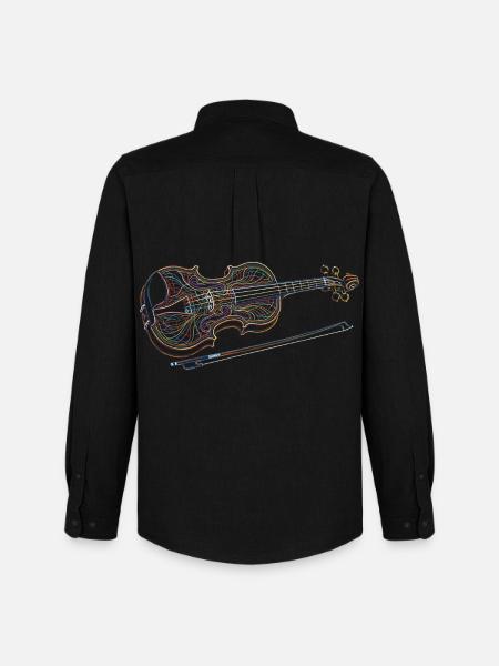 Violin Music Instrument Drawing Art Print - Men's Oxford Shirt by Stanley/Stella - black