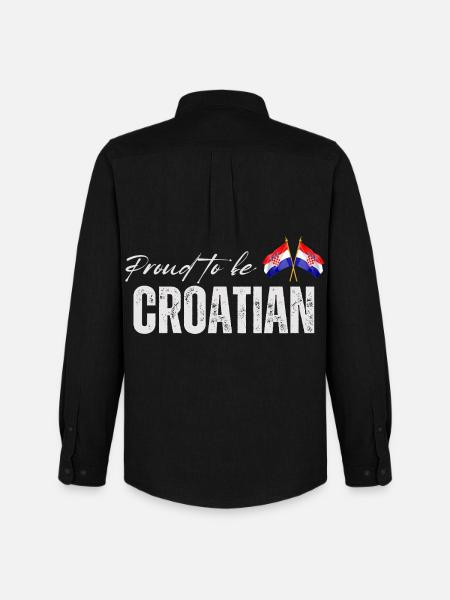 Kroatisk stolt, jeg elsker Kroatien - Oxfordskjorte herre Stanley/Stella - sort