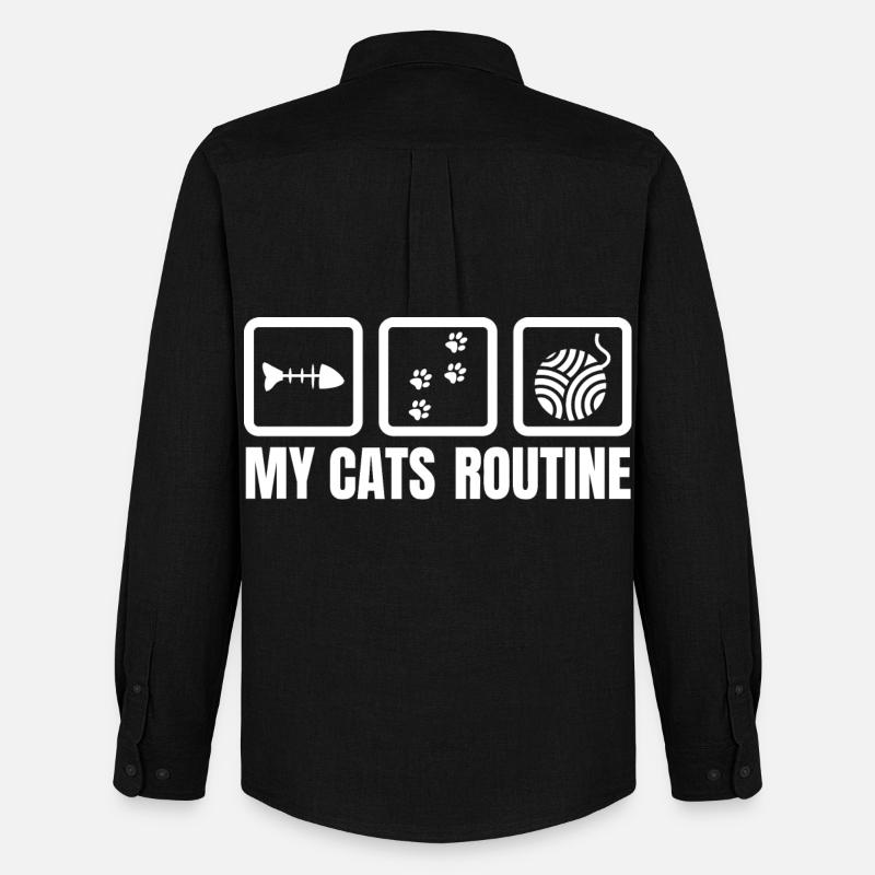 Routine meiner Katze - Männer Oxford Hemd von Stanley/Stella - Schwarz