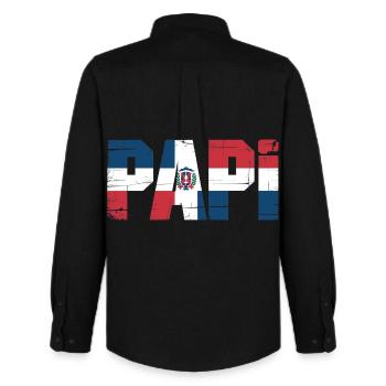  Papi Dominikanische Flagge – Stolzer Papa aus der - Männer Oxford Hemd von Stanley/Stella - Schwarz - Hinten - AI Model Male 185 dark (185cm)