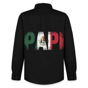 Papi Mexiko Flagge Vintage Papa - Männer Oxford Hemd von Stanley/Stella - Schwarz - Hinten - AI Model Male 185 dark (185cm)