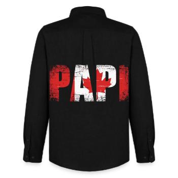 Papi Kanada Flagge Vintage Papa - Männer Oxford Hemd von Stanley/Stella - Schwarz - Hinten - AI Model Male 185 dark (185cm)