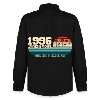 29e anniversaire 1996 Vintage 1996 Coucher de soleil rétro - Chemise Oxford homme Stanley/Stella - noir - Dos - AI Model Male 185 dark (185cm)