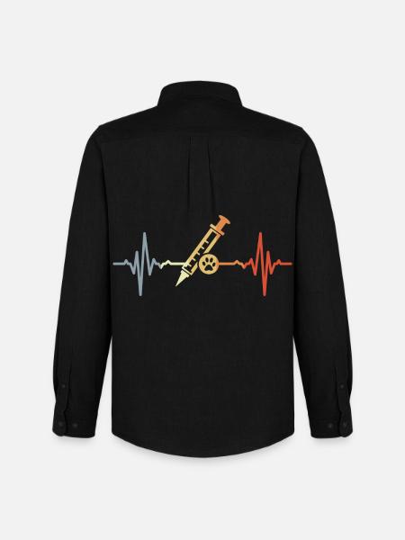 Veterinary Syringe ECG - Men's Oxford Shirt by Stanley/Stella - black