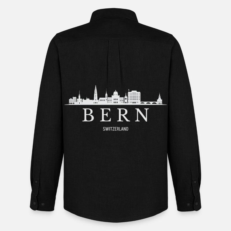 Berner Skyline, Bern Schweiz - Männer Oxford Hemd von Stanley/Stella - Schwarz