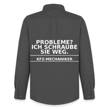Car mechanic – problems? I unscrew them - Men's Oxford Shirt by Stanley/Stella - anthracite - Back - AI Model Male 185 dark (185cm)