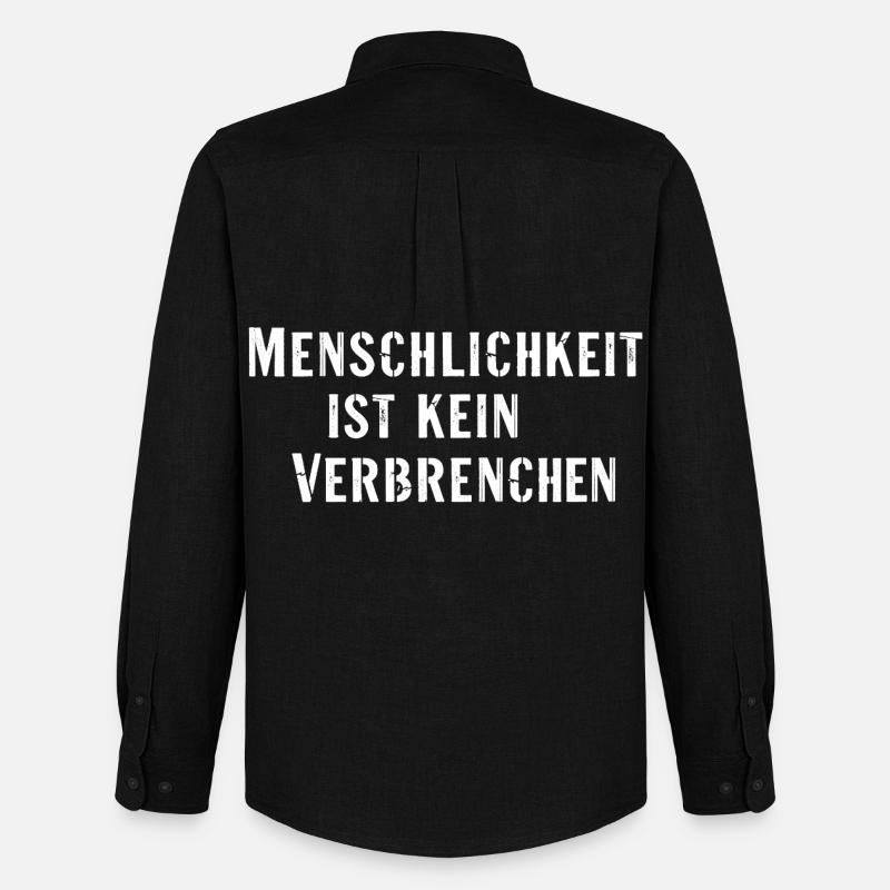 Statement Spruch Menschlichkeit kein Verbrechen - Männer Oxford Hemd von Stanley/Stella - Schwarz