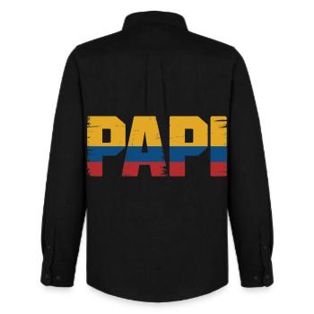  Papi Kolumbien Flagge – Geschenk für - Männer Oxford Hemd von Stanley/Stella - Schwarz - Hinten - AI Model Male 185 dark (185cm)