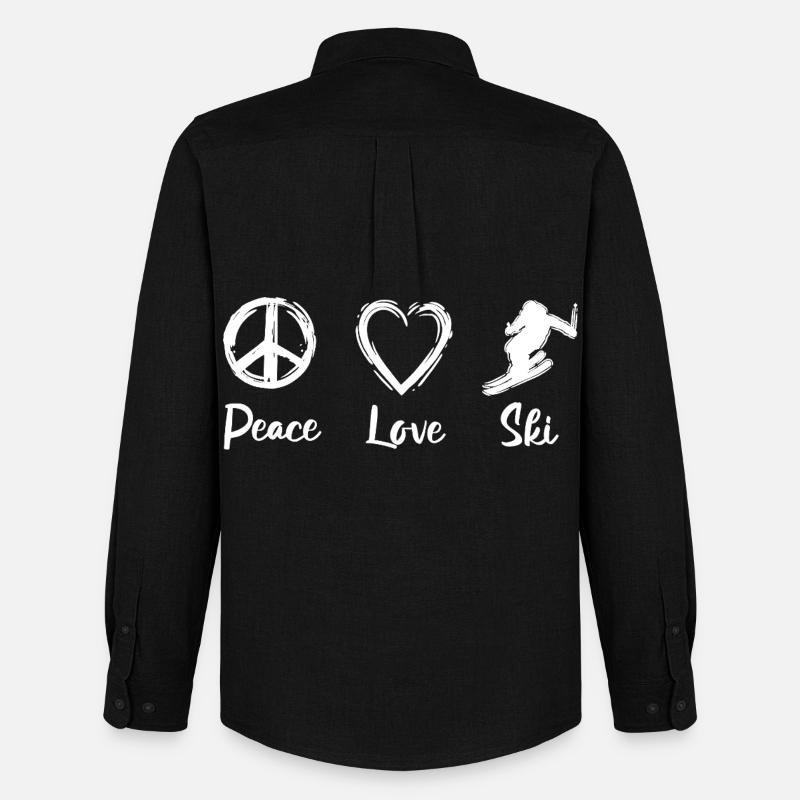 Peace Love Ski - Männer Oxford Hemd von Stanley/Stella - Schwarz