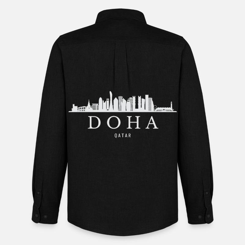 Skyline von Doha, Doha Katar - Männer Oxford Hemd von Stanley/Stella - Schwarz