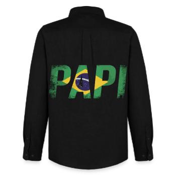 Papi Brasilien Flagge Vintage Papa - Männer Oxford Hemd von Stanley/Stella - Schwarz - Hinten - AI Model Male 185 dark (185cm)