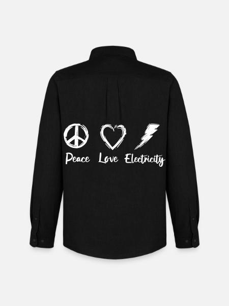 Peace Love Electricity - Men's Oxford Shirt by Stanley/Stella - black