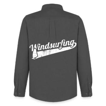Windsurfing - Men's Oxford Shirt by Stanley/Stella - anthracite - Back - AI Model Male 185 dark (185cm)