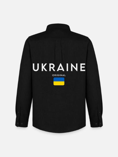 Ukrainian flag, Ukrainian pride - Men's Oxford Shirt by Stanley/Stella - black