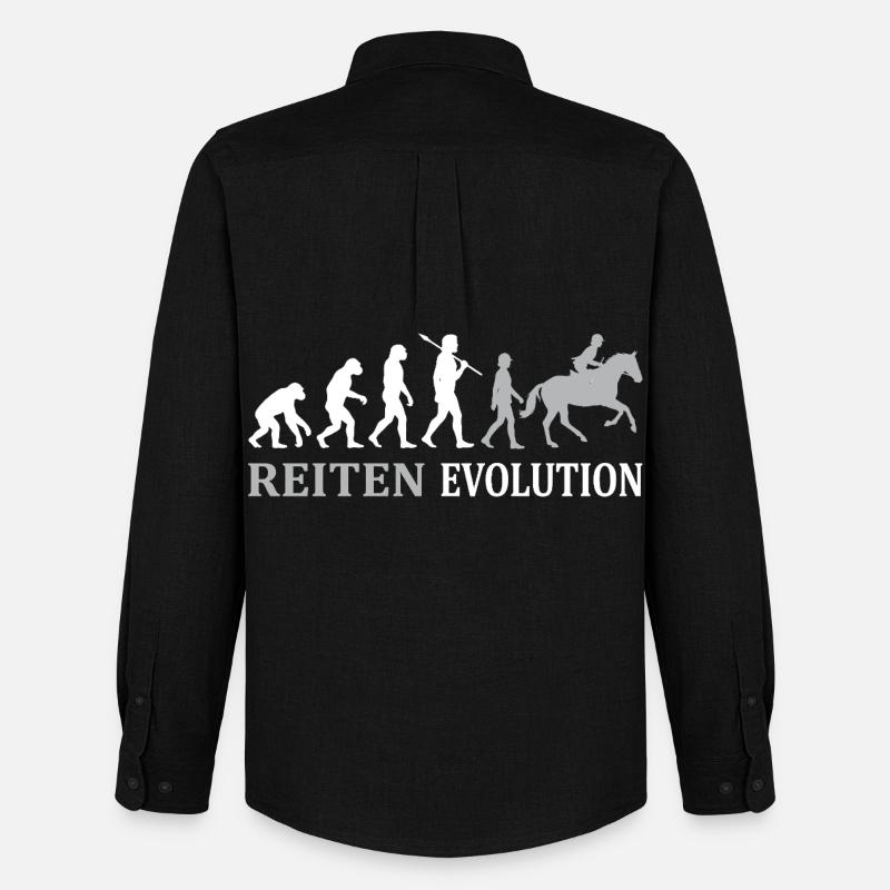 Évolution équestre – Du singe au cavalier - Chemise Oxford homme Stanley/Stella - noir
